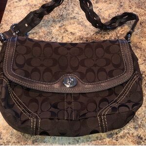 Coach Dark Brown Signature Shoulder Bag